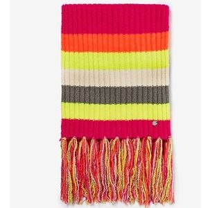 NWT Express Oblong Color Block Knit Scarf Neon